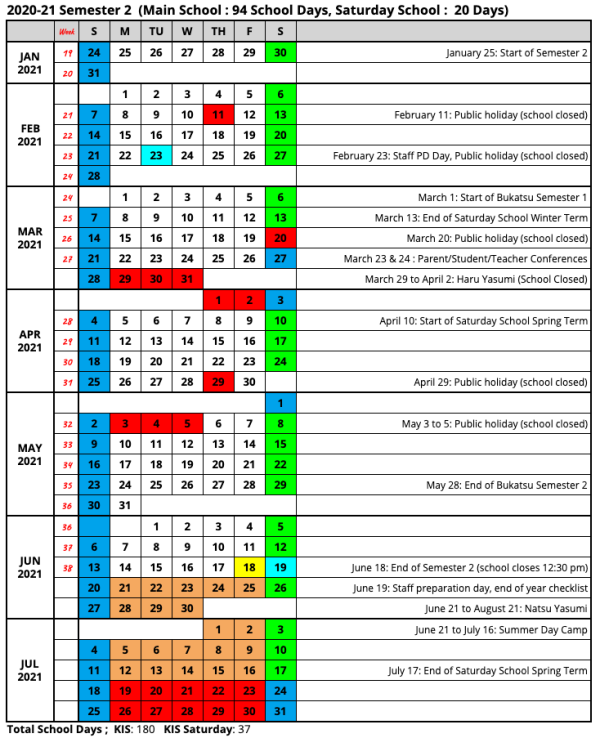 Calendar - Kyoto International School